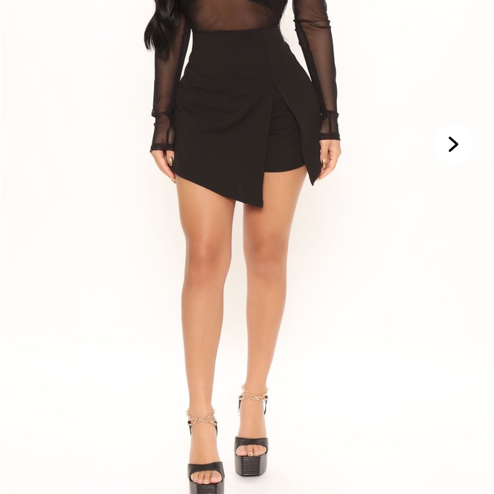 Fashion Nova Black Asymmetrical Wrap Mini Skirt